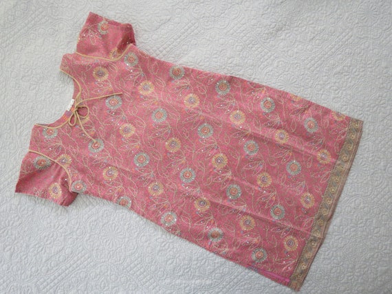 Boho Ethnic Indian Tunic Beaded Tunic Top Pink Tu… - image 3