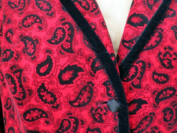 Carnaby Street Fashion Paisley 60 - 70's Red Velv… - image 3