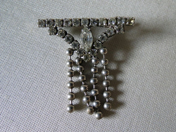 Rhinestone Triangle Brooch Vintage Pin - image 2
