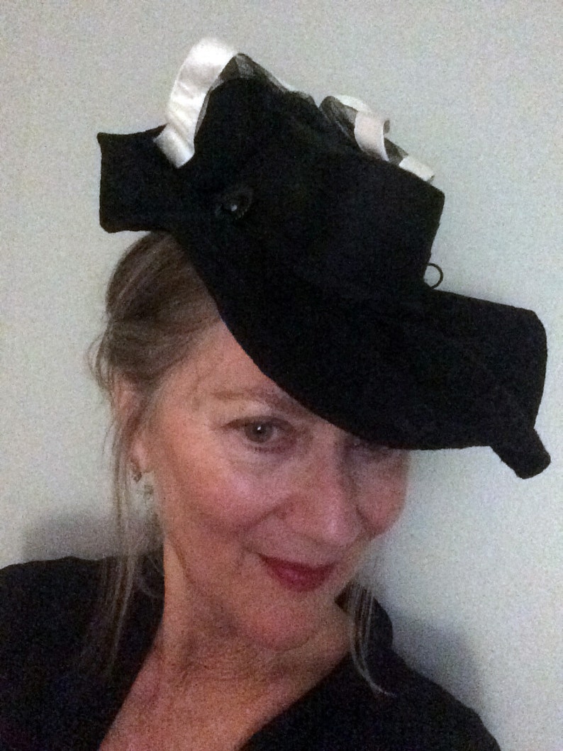 Designer Hat Women#39;s Vintage Inspired Formal Hat Black Silk