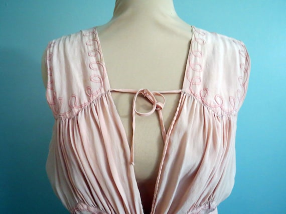 Vintage Art Deco 1930's Silk Lingerie Gown Pink Br
