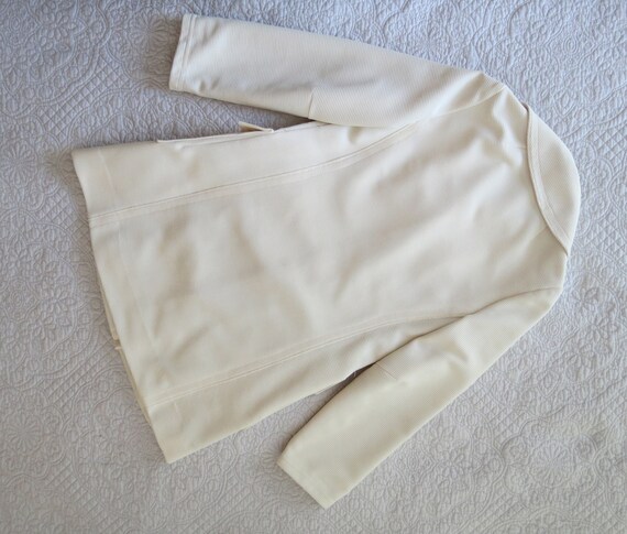 Betty Rose Coat Winter White Ribbed Knit 1970's C… - image 6