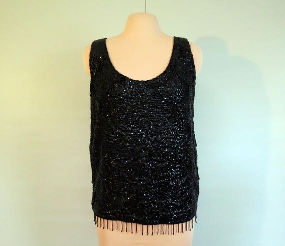 Holiday Special Value! Black Sequin Top Heavy Bea… - image 1