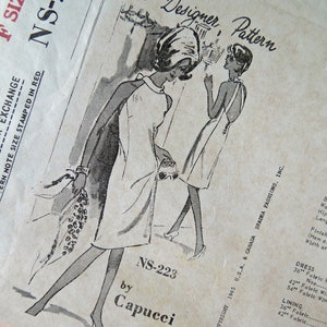 Spadea Mail Order 1960's Go Go Designer Dress UNCUT Pattern NS-223 by Capucci Halter Low Back Cocktail Dress Pattern Size 12