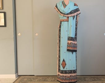 80’s JEANNE MARC ロングワンピース　ドレス Vintage 80s Jeanne Marc Dress | Novelty Print Long Sleeve, Size 8