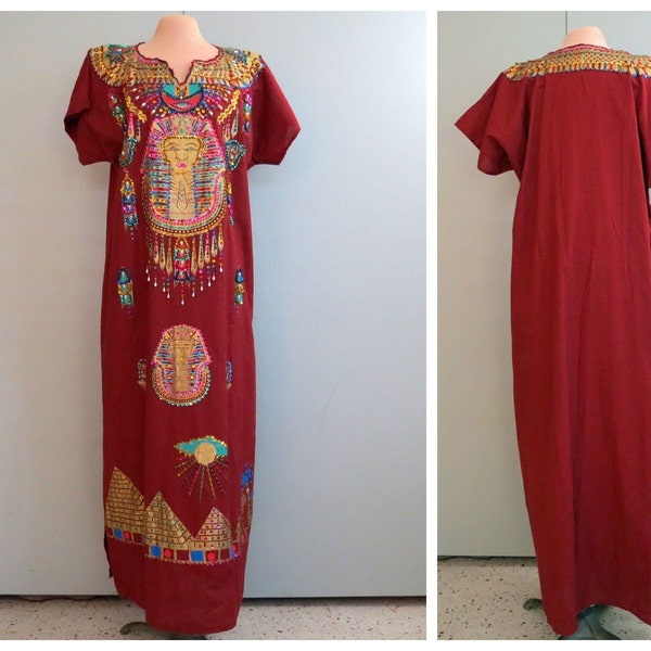 Egyptian Cleopatra King Tut Beaded Sequins Caftan/Loungewear Halloween Costume Size M