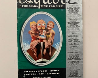 Rara rivista da collezione Esquire dell'agosto 1936 con illustrazione di copertina di A. Von Frankenberg. Spedizione GRATUITA negli Stati Uniti