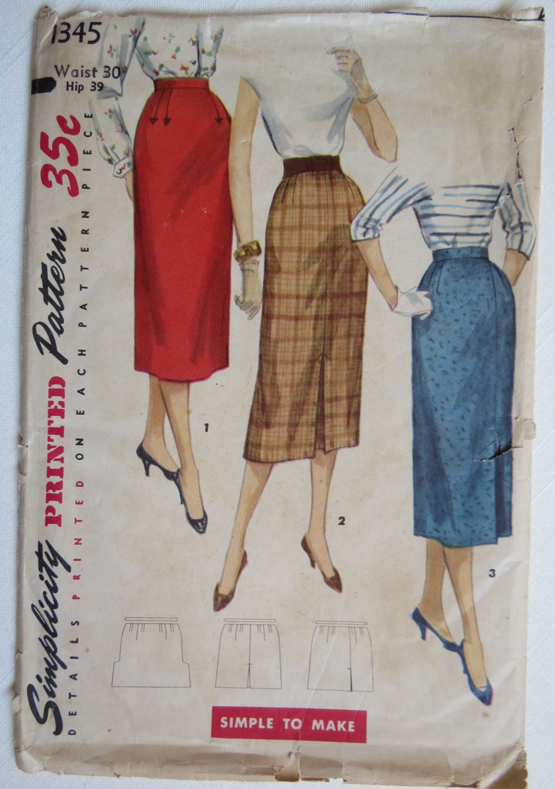 1950's Office Gal Friday Slim Skirt Pattern Simple to Make - Etsy