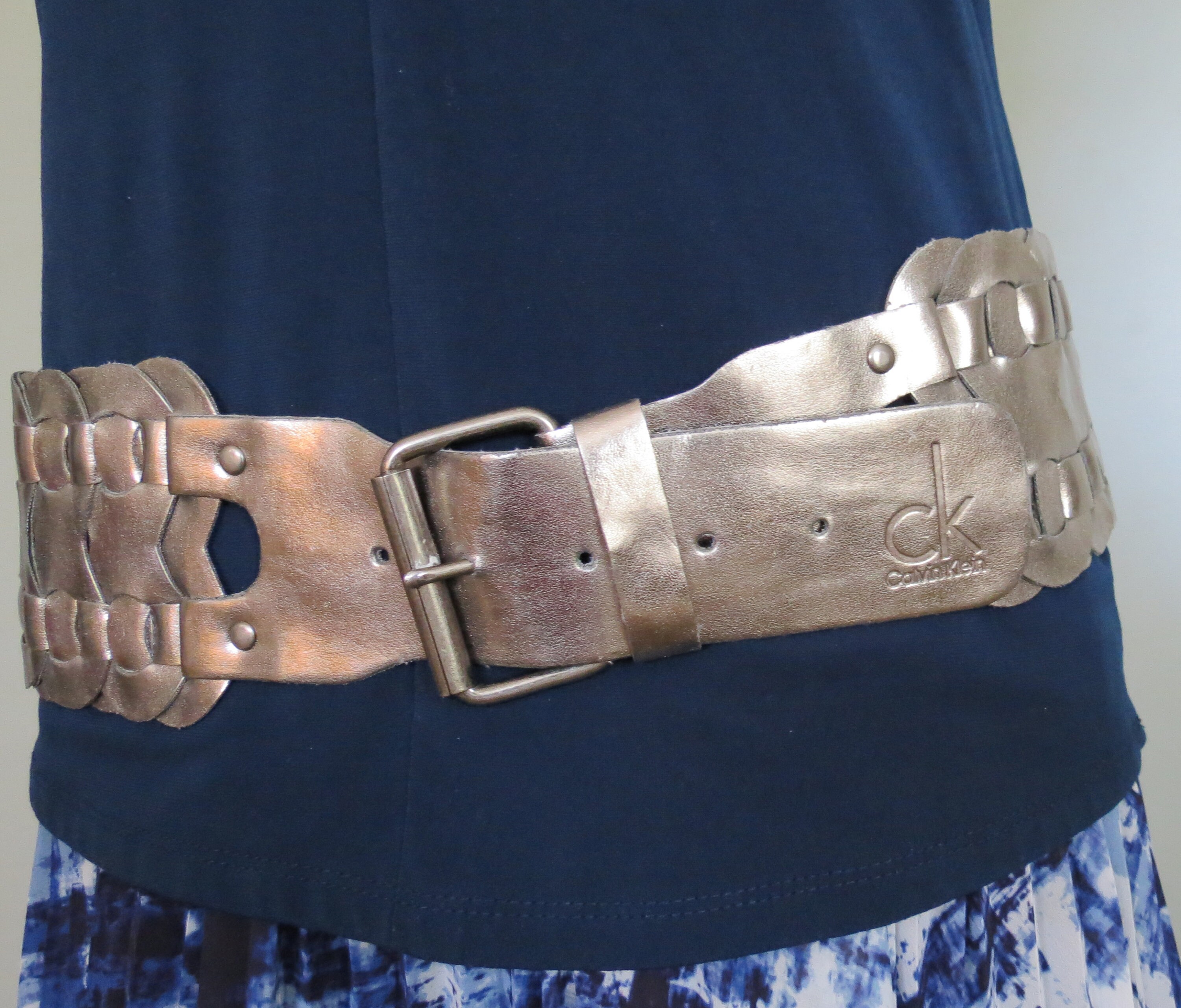 Calvin Klein Genuine Leather wide Belt Oxblood Silver Ring Size Medium Calvin Klein Women main image 4