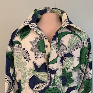 Paisley Men&#39;s Disco Pullover Shirt. Vintage Mint. Size Large 16 - 16.5&quot;. Primo Vintage!