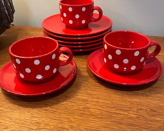 Large Lot of Vintage West German Waechtersbach Polka Dot Ceramics