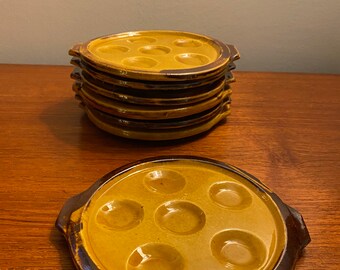 Vintage Aegitna Vallauris (1960s) escargot plates - set of 7