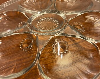 French Vintage Art Deco Pressed Glass Oyster Plate
