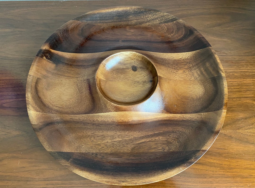 Nambe Eclipse Porta Chip E Salsa | Ciotola In Lega Nambe E Legno Di Acacia | 40,6 X 27,9 Cm | Design Americano - 3