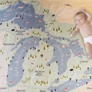 Great Lakes Map Baby Swaddle image 1