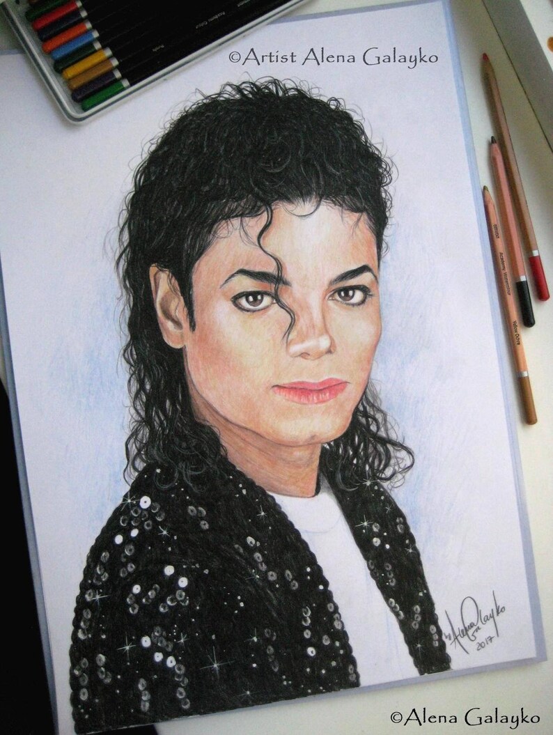 Michael Jackson Billie Jean Original Colored Pencil Drawing Etsy