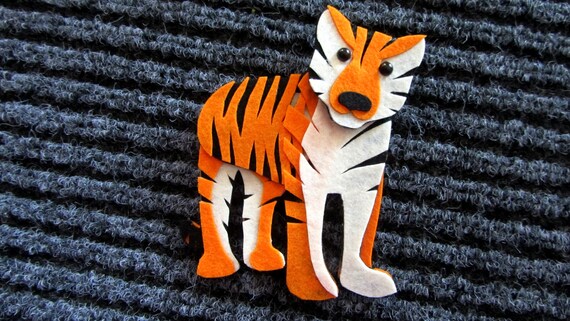 Tiger Felt Pattern Pdf And Instruction Toy Felt Pattern Pdf And Tutorial Tiger Mobile Toy Pattern Felt Sewing For Beginners