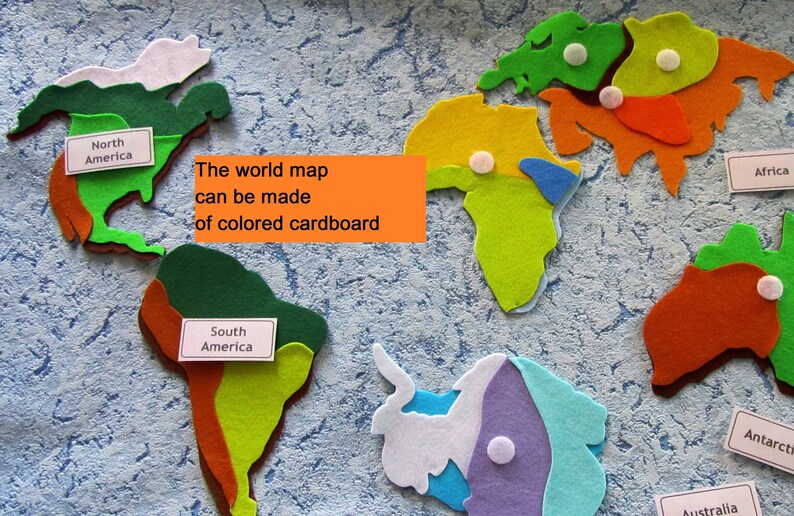 Continents World Map felt Pattern PDF & Tutorial World map Etsy