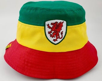 Cymru 'Yma o Hyd' Wales Football Supporters' Bucket Hats - Cadwyn design. Choose Adult (59cm) or Small Child Size (54cm)