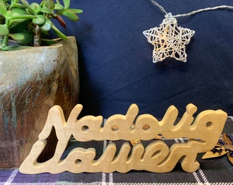 NADOLIG LLAWEN - Freestanding Words in Wood Welsh Christmas Decorations - Handcut and Finished in Wales - Addurniadau Nadolig Pren