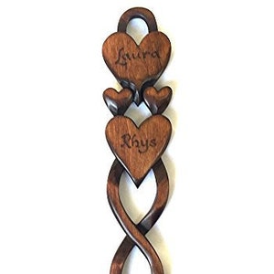 Two Hearts in One Love Spoon Free Engraving of Names & Date on Hand-carved Welsh Love Spoons image 3
