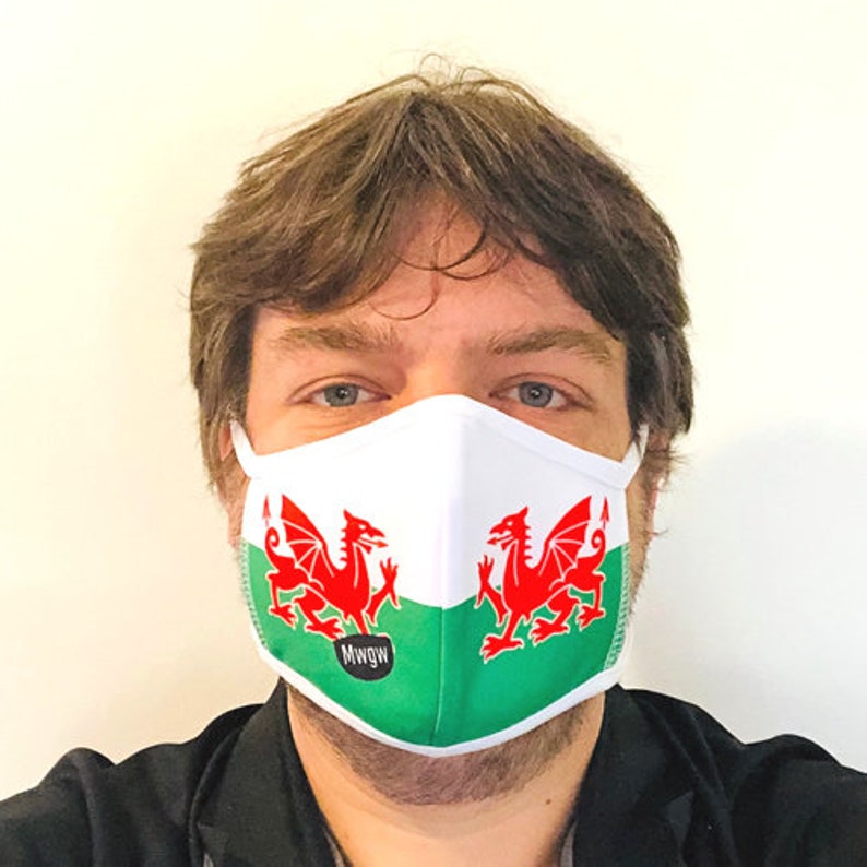 Wales Flag 4layer Face Mask Welsh Dragon Quality Washable Etsy UK