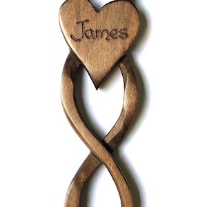 Two Hearts in One Love Spoon Free Engraving of Names & Date on Hand-carved Welsh Love Spoons image 2