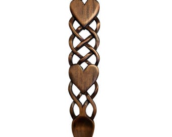 Cuillère d'amour galloise vintage / cuillère en bois sculpté - France