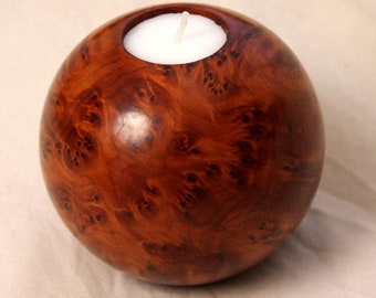 Thuya Wood Large Sphere Candle or Tealight Holder  - Fair Trade and handmade in Morocco