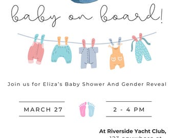 Baby On Board - Baby Shower- Gender Reveal Invitation Download
