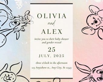 Winnie the Pooh Baby Shower - Minimalistic Invitation Download