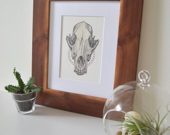 Coyote Skull Pen and Graphite Fine Art Print