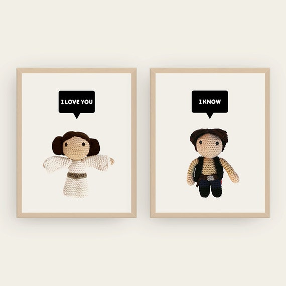 Leia and Han Solo: I love you / I know. Amigurumis Prints.