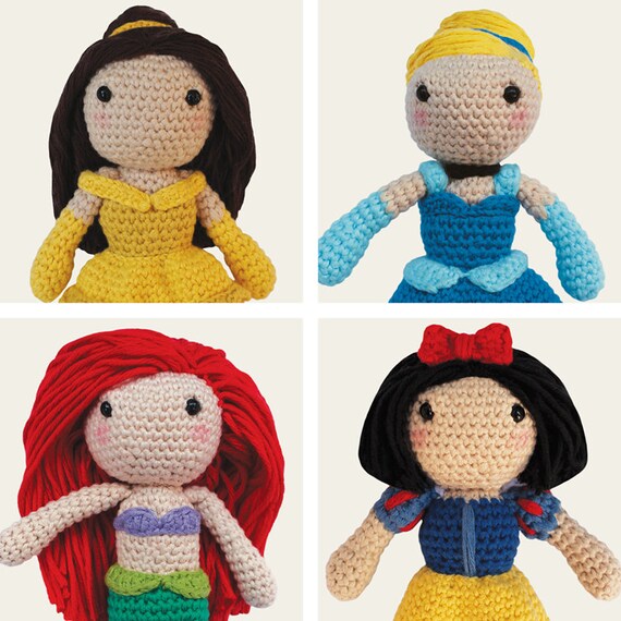 Disney Princess: Belle, Cinderella, Ariel & Snow White. Amigurumi Pattern PDF.