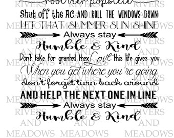 Humble And Kind Tim Mcgraw Lyrics Country Lyrics Etsy