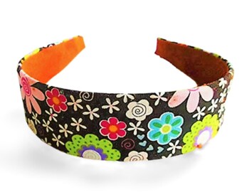 Floral Cotton Headband: Wide Boho Headwrap, Running Yoga Headband