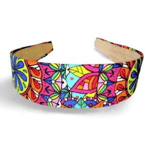 Headband in cotton fabric  New Eastern,hair, accessories, hair bands, headband, women, bandana, fashion statement, circles, black background