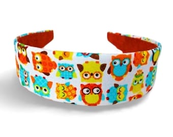 Cotton Fabric Headband: Owl Print, Retro Style