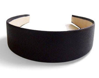 Black Metallic Wide Headband, Cotton Jersey, Handmade