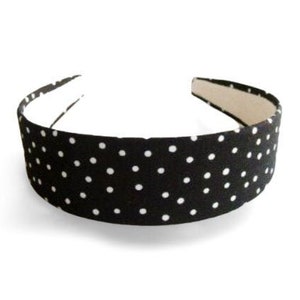 Black and White Polka Dot Headband: Handmade Cotton Hair Accessory