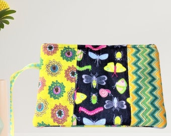 Handmade Cotton Wristlet Pouch: Phone, Wallet, Jewelry Travel