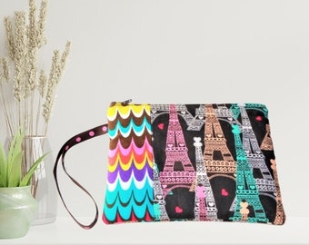 Cotton Wristlet Zipper Pouch: Handmade Travel Jewelry Pouch