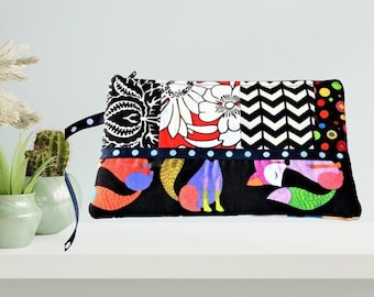 Handmade Cotton Wristlet Zipper Pouch: Phone & Jewelry Travel Wallet