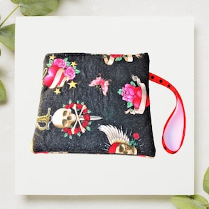 Bolsa pequeña con cremallera, bolsa con cremallera para muñeca, bolsa para teléfono, bolsa pequeña para billetera, en tela de algodón, bolsa de viaje para joyería, cada lado diferente.