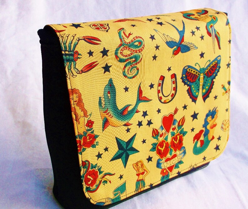 Tatto Sailor beige Messenger Bag,tote bag,computer Bag by FunPrintsColorado