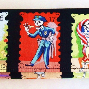 Cartera de algodón de mi familia, clutch, tríptico, día de muertos, calaveras, ideas de regalos para mujeres