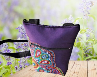 Bolso bandolera de tela floral: Monedero para celular hecho a mano