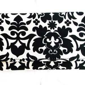 Cartera en tela de algodón Essence Onyx blanco y negro, hecha a mano en EE.UU., clutch, ideas de regalos para mujeres