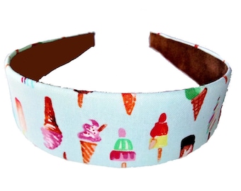 Ice Cream Print Headband: Cotton Wide Hair Band