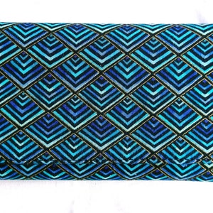 Cartera exterior de tela de algodón jade y oro, vinilo interior, clutch, porta chequera, hecho a mano en EE. UU.